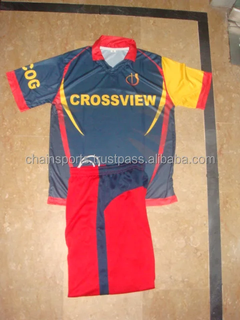 100% Polyester Custom Designed Sublimated Cricket Uniforms