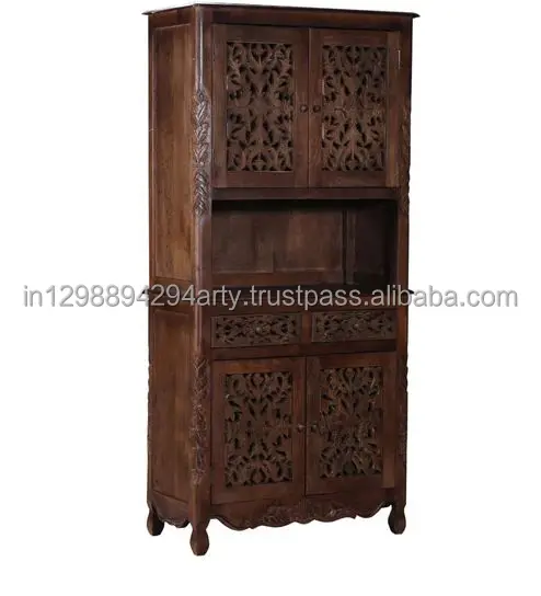 Wooden Furniture Mango Wood Carving Dining Room Furniture Carved Wooden Kitchen Cabinet