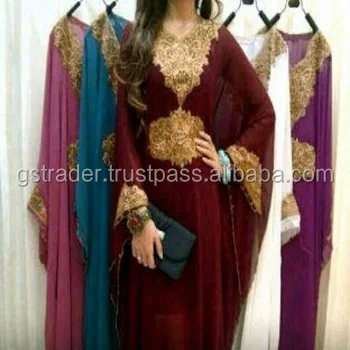 ladies Top Quality Arabic Embroidered Kaftan/abaya/Arabic Long Sleeve Lycra kaftan Abaya dress
