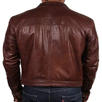 
Top Quality Mens Stylish Real Leather Jacket brown For Gents 