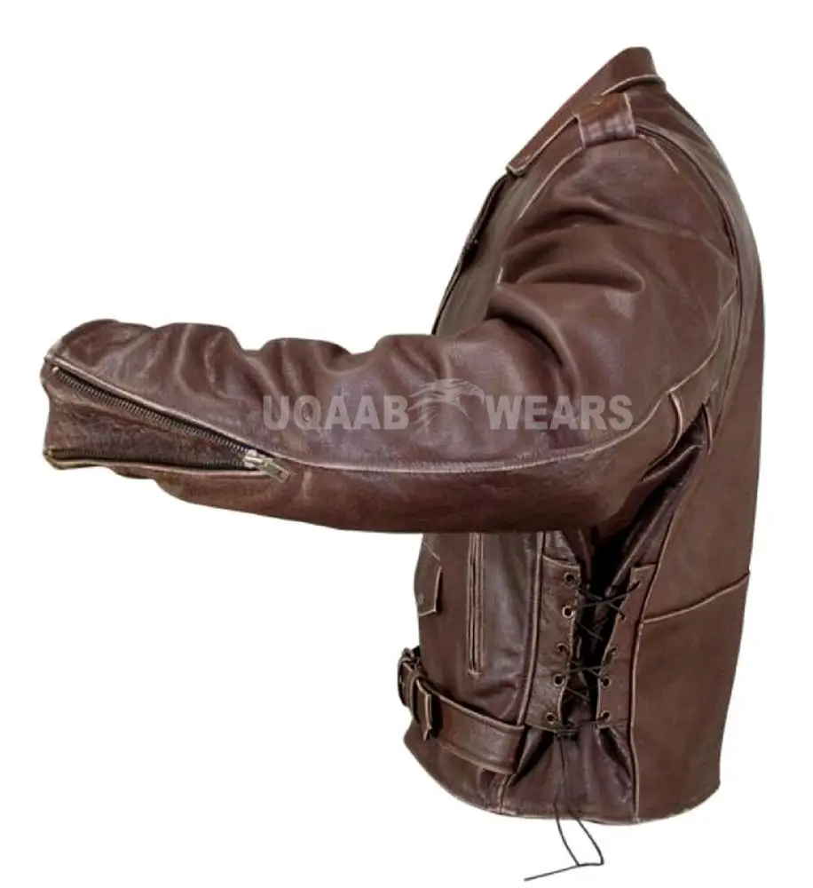 Мужская Байкерская Классическая коричневая мотоциклетная винтажная кожаная куртка премиум-класса, повседневная мотоциклетная куртка из натуральной кожи OEM