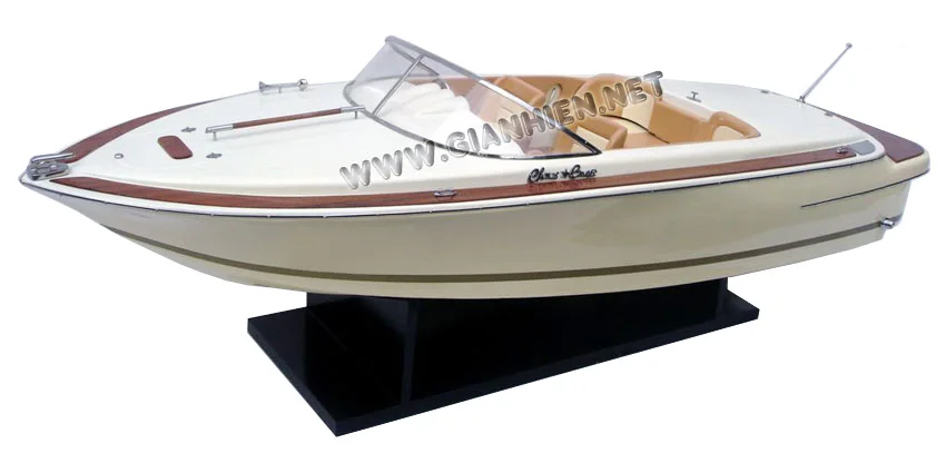 CHRIS CRAFT LANCER 20 WOODEN SPEED BOAT MODEL - WOODEN DECORATION