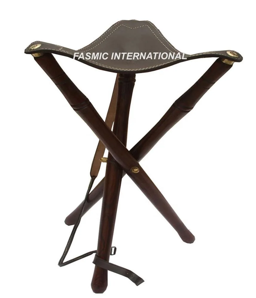 Портативный открытый охотничий табурет дешевая Прочная кожа и холст с деревянной отделкой