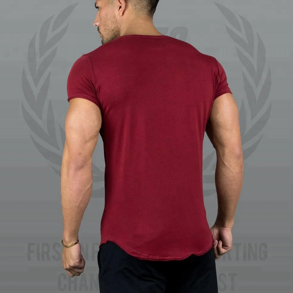 new design 92% cotton 8% Elastane t-shirts longline scoop bottom men t shirt