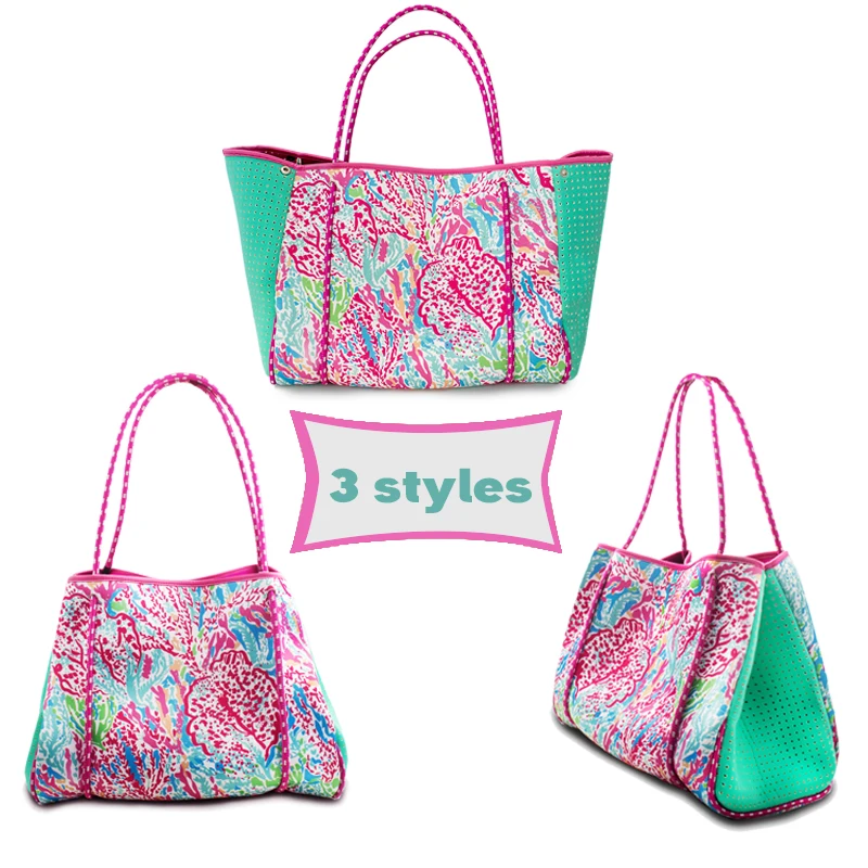 Wholesale Neoprene Summer Beach Tote Shoulder Bag With Custom Pattern