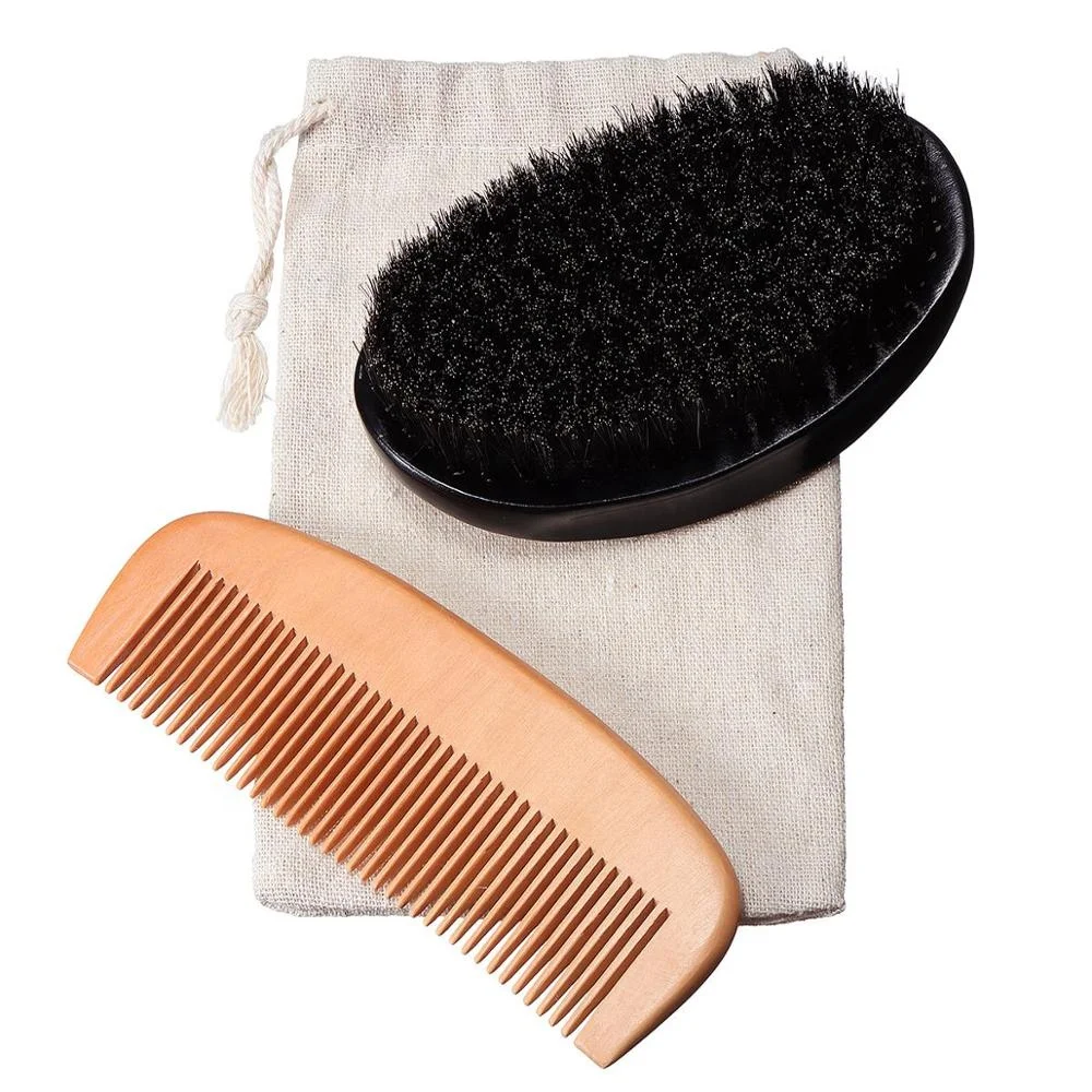 Wholesale Beard Care Set Artificial Boar Bristle Beard Brush and Beard Comb Kit Grooming Kit