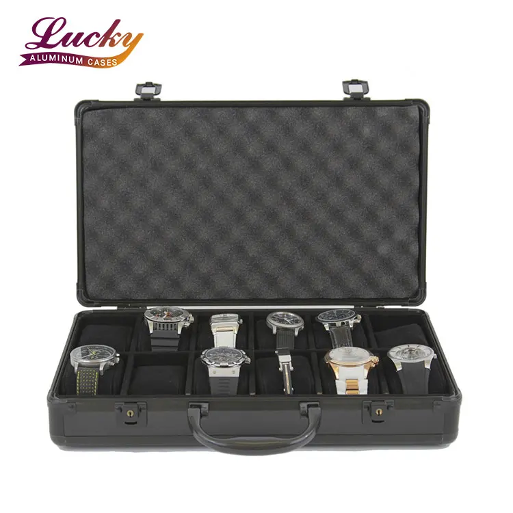 Heavy Duty Watch Case Black Aluminum Watch Box