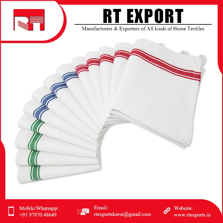 Indian Exporter Custom Packaging 100% Pure Cotton Embroidered Kitchen Dish Towel with Logo
