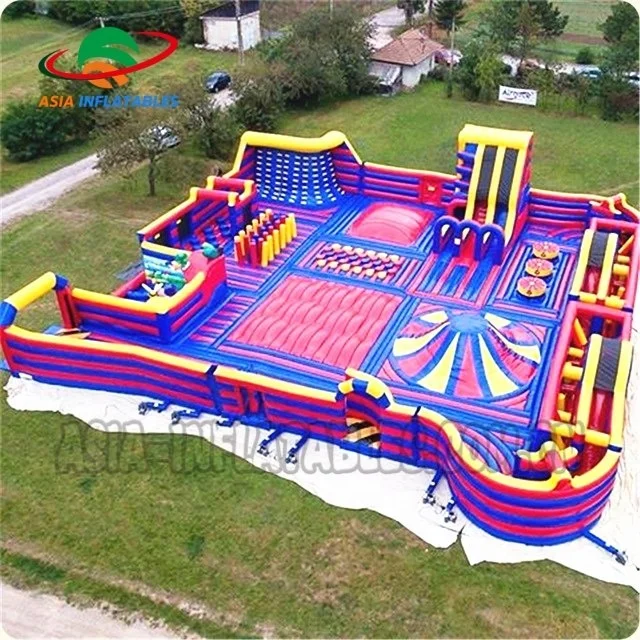 New Outdoor Inflatable Red Challenge Theme Park for Interactive Sport Games