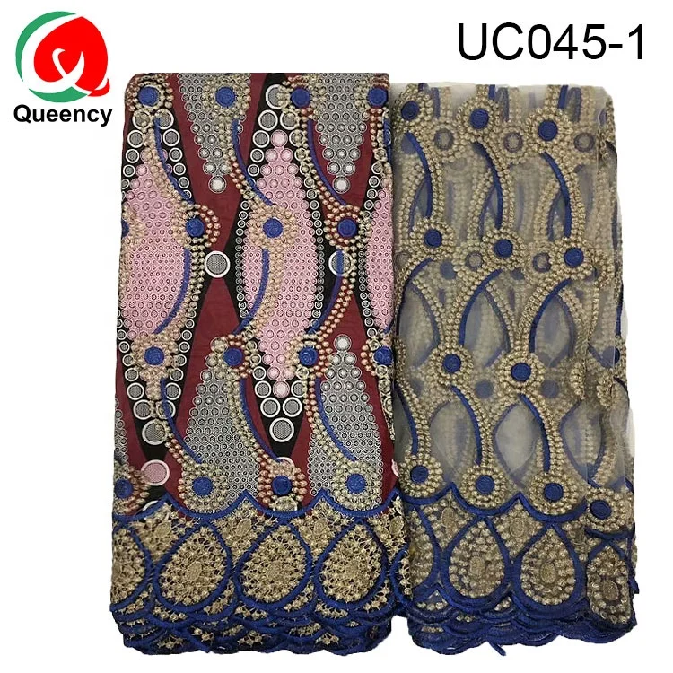 
Queency Wax Fabric With Lace Embroidery Wax Cord Lace Fabric 2019 African Wax Prints Fabric Lace 