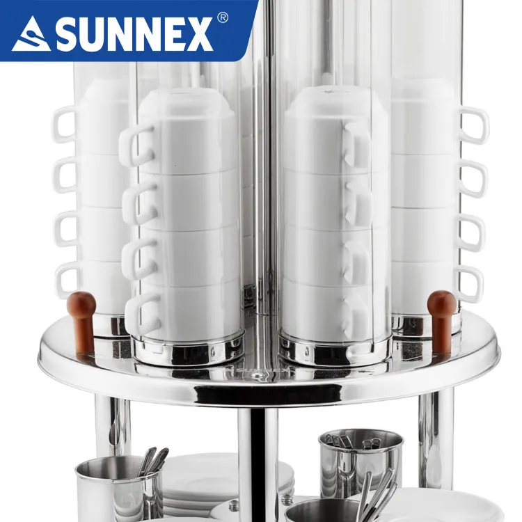 Stainless steel buffet coffee cup dispenser
