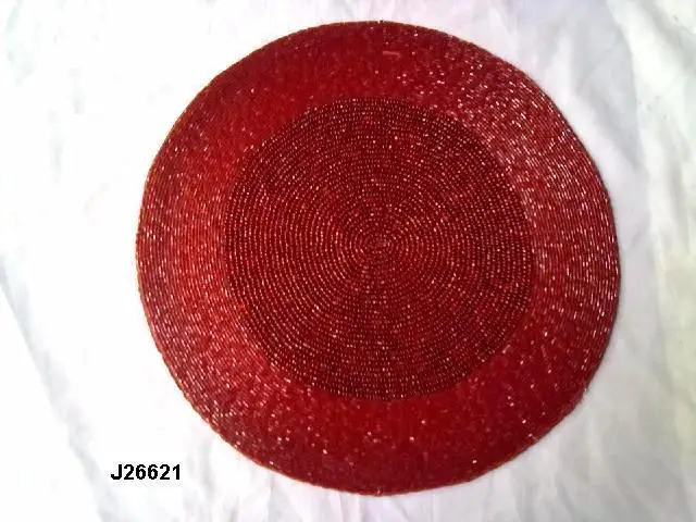 
Red two tone round Glass bead place mat available in other colours and patterns 