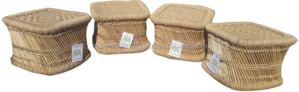
Natural Bamboo Color Eco friendly Outdoor garden furniture stool ottoman set of 4 corner bar foot restaurant sets dining bedroom 