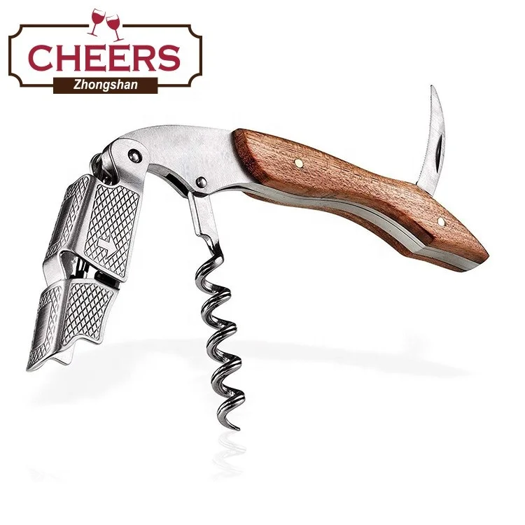 Professional All-in-one Stainless Steel Waiters Corkscrew with Rosewood,  Beer Bottle Opener and Wine Key Foil Cutter