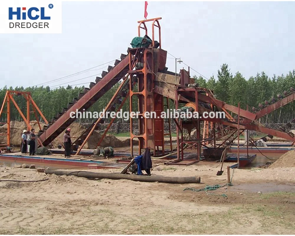 China HICL HBC400 400m3/h bucket chain river sand/gold/diamond dredger/dredging machine