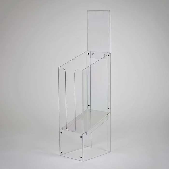 Acrylic Newspaper Magazine Dump Bin Transparent Plexiglass Magazine Holder with Poster