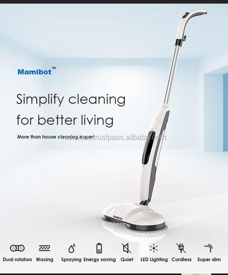 2023 Best Selling High End Wireless Electric Cleaning Mop, High Quality Cordless Cleaning Mop Robot 200-900sqm Whit+black 3hours
