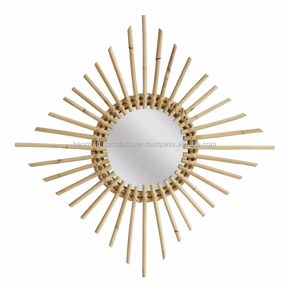 Vintage rattan mirrors for wall decor