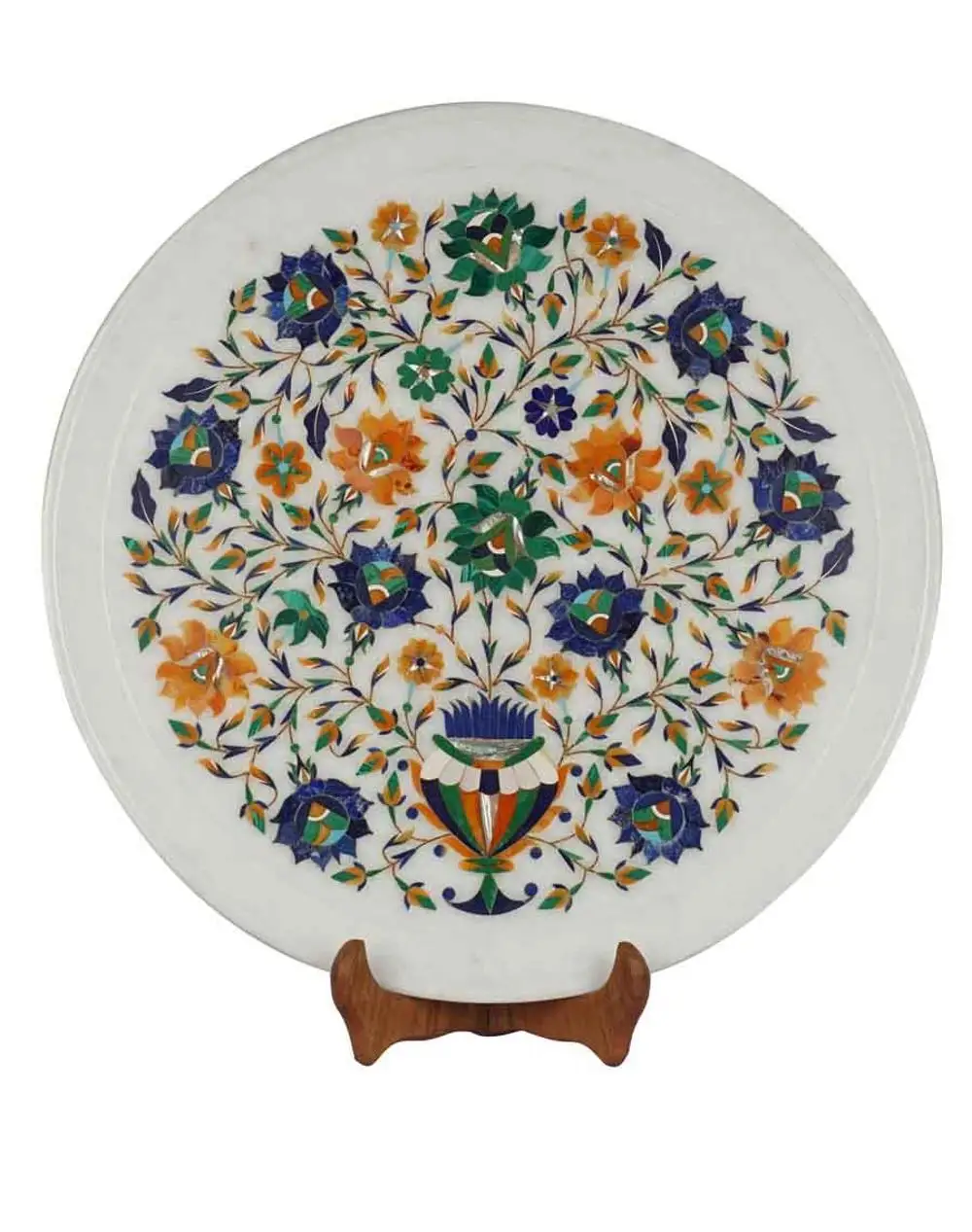 Handcrafted Traditional White Marble Inlay Decorative Stone Natural Inlay plate Dinner Set good quality plates wholesale price