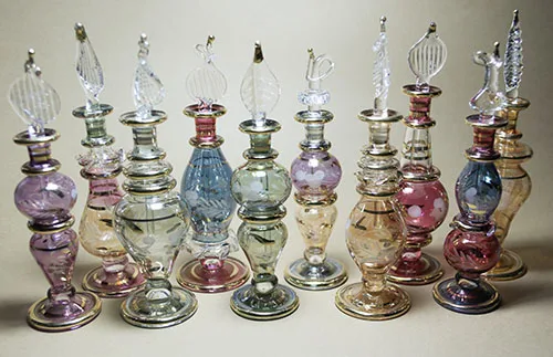 
High quality Egyptian Glass Perfume Bottle with 14 k Gold 