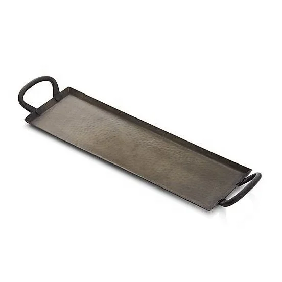 marble rectangular tray with stainless steel handles