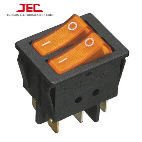 JEC RLEIL TWIN ROCKER SWITH 608 Series ON-OFF DPST DPDT, двухполюсный цветной переключатель