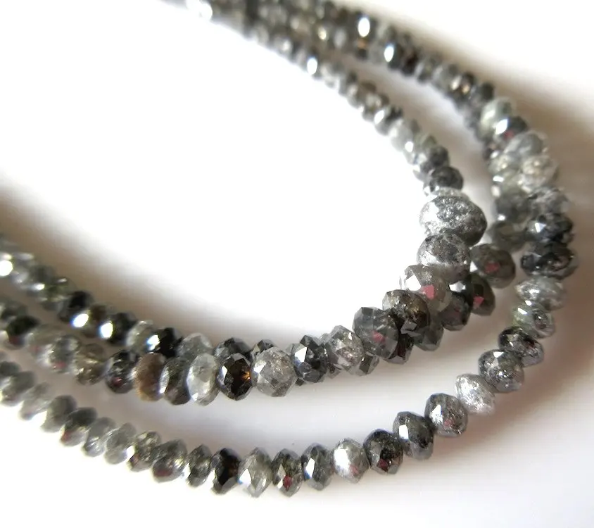 Genuine Dark Gray Faceted Diamond Beads Strands Necklace 3 mm to 5 mm,Beads Strands,Gray Natural Diamond Beads