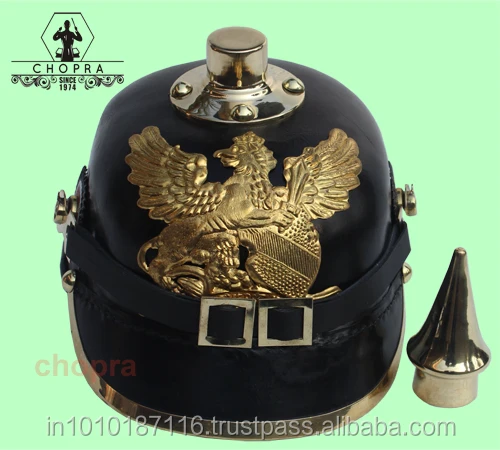 Matel GERMAN LEATHER PICKELHAUBE PRUSSIAN WAR HELMET GARDE BADEN CONIC SPIKE WW-I