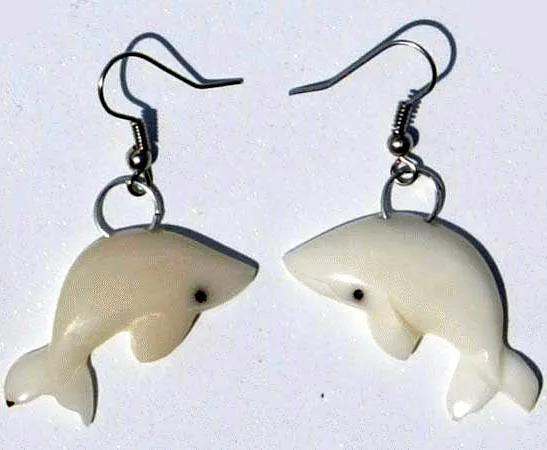 Sea Ocean Marine Nautical Design Style Fish Earrings Tagua Nut Raw Material Carving Art Jewelry Wholesale Fashion Drop Earrings