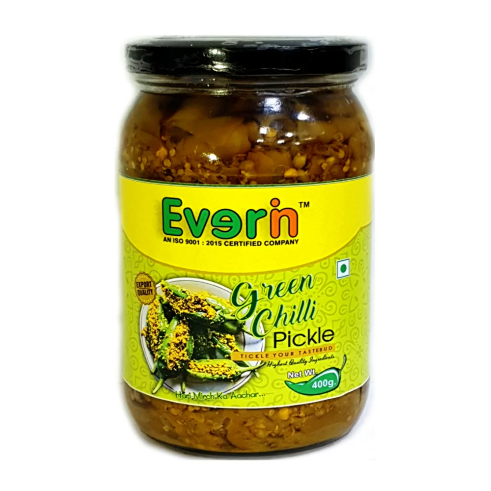 
GREEN CHILLI PICKLE 400g in Glass Jar 