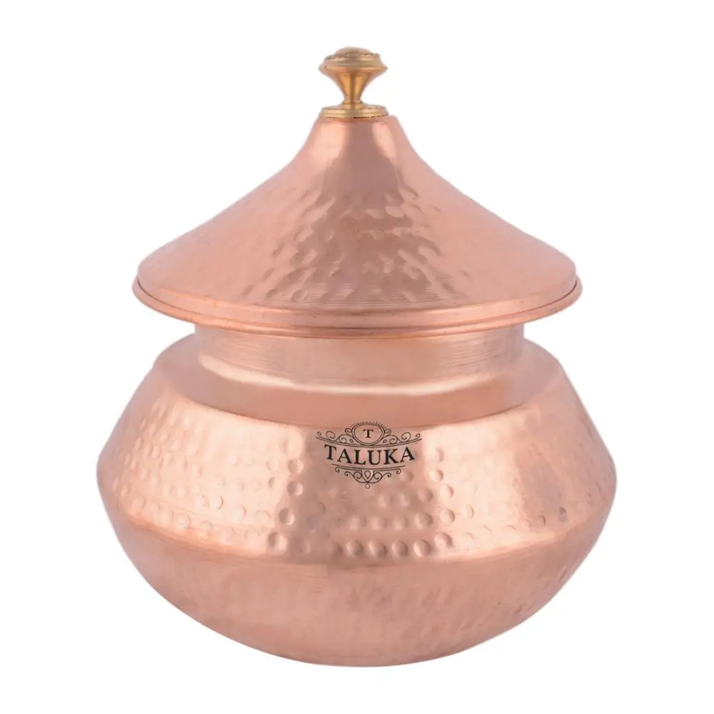 Wholesale Supplier Handmade 85 Oz Round Mughlai Design Serving Handi Copper Biryani Pot