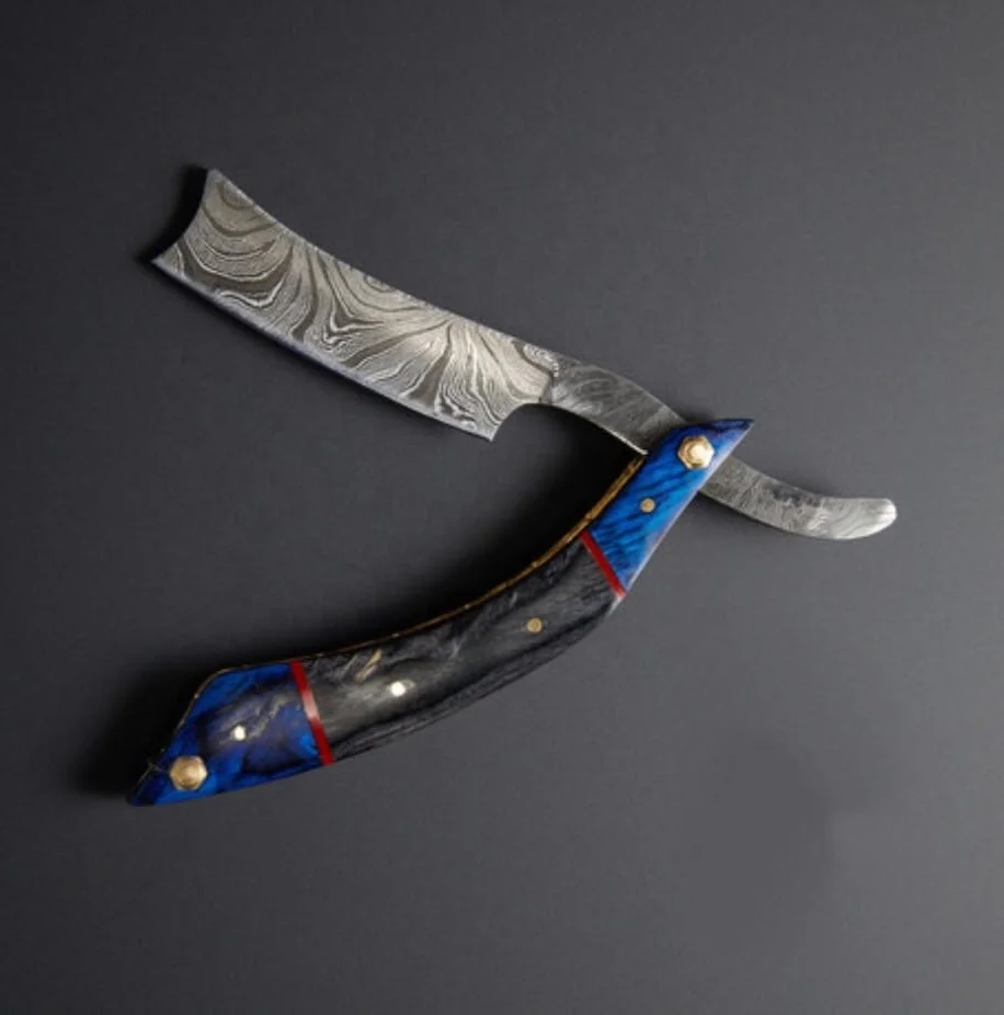 Professional Damascus steel high quality barber straight razor for shaving