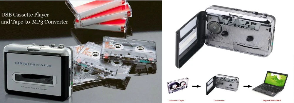 CP022 Classic Cassette Tape to MP3 CD PC converter via USB, Portable USB Cassette Tape Player Captures MP3 Audio Music