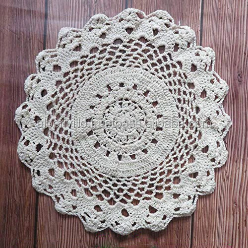 Stylish Crochet Natural White Round Placemat Table Mats