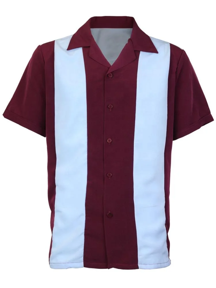 
custom two tone colorful retro sport bowling shirt for men 