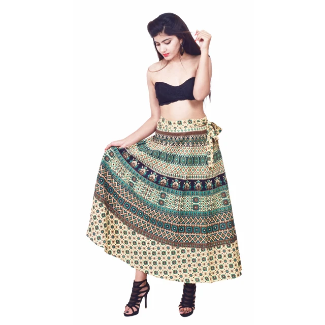 Best Quality Indian Cotton Wrap Around Skirts Supplier From India Hippie Boho Gypsy Cotton Wrap Around Skirt Dress