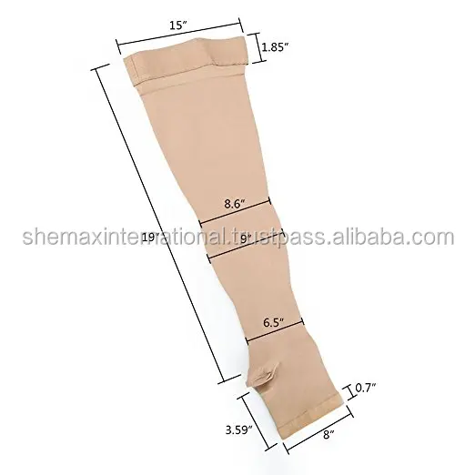 Shemax Compression Thigh High Open-toe Socks Graduated Support Prevent Varicose Veins Stocking Silicone Anti-slip