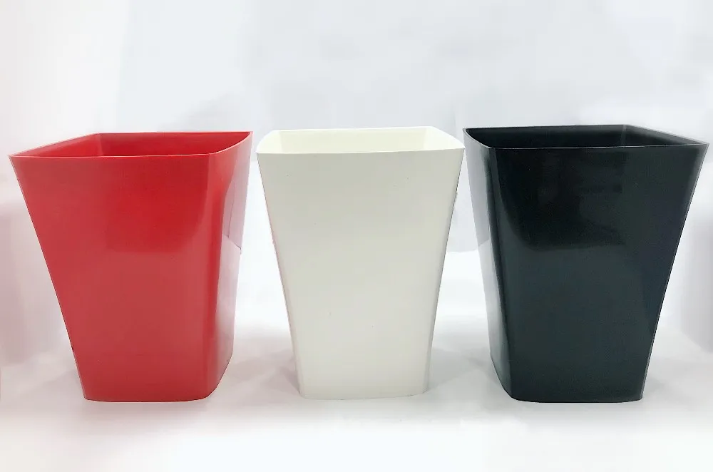 Plastic Plant Pots Square Tall Flower Pot for Indoor and Outdoor Large Black and White Planter Oriental Style