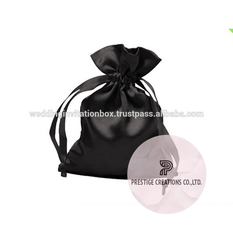 Jewelry Packaging Logo Printed Satin Drawstring Bags