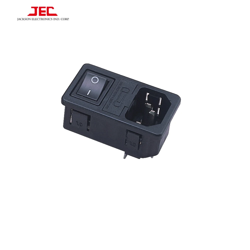 JEC Taiwan IEC60320 C14 POLYSNAP INLET AC POWER SOCKET WITH FUSE HOLDER & SWITCH