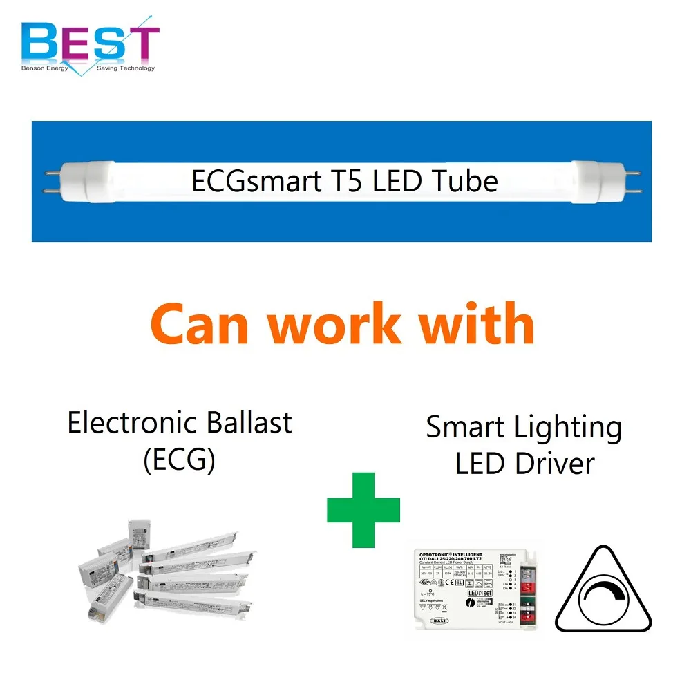 T5 LED retrofit tube; suitable for replacing T5 linear straight fluorescent tube; without internal driver