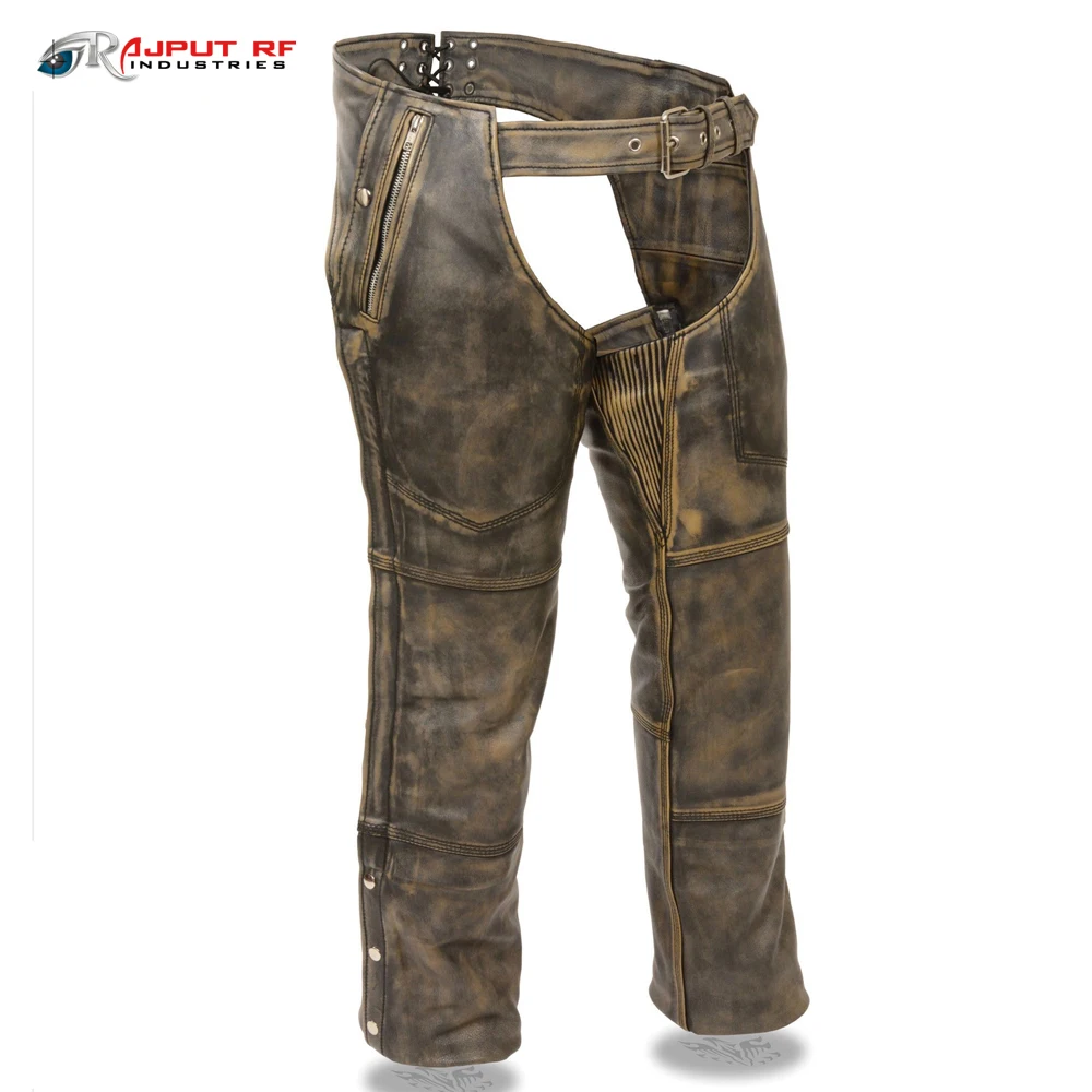 High Quality Motorbike Men Chaps Customized  durable Leather biker gear wholesale available all color