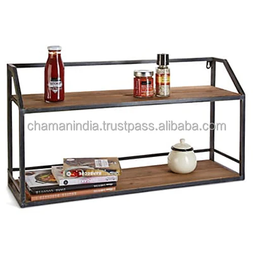 Wood Iron Wall Shelf