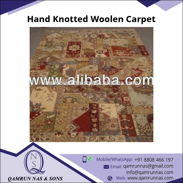 Hand Knotted Indian Woollen Patchwork Carpet from Reputed Manufacturer
