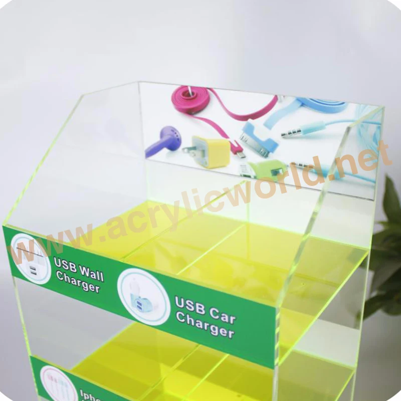 acrylic mobile phone accessories display rack,charger display stand,acrylic USB display shelf