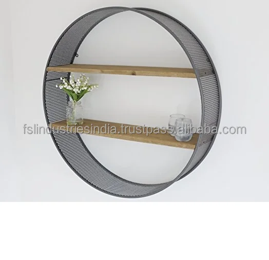 
Rounded Design Home Wall Decor Wooden And Metal Display Rack Decor Your Indoor Walls With Rounded Rack 
