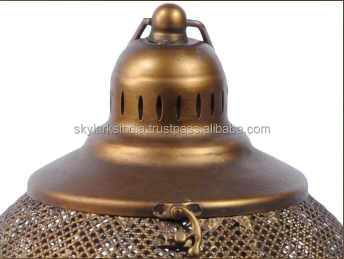 Burnished Gold Teardrop Metal Lantern