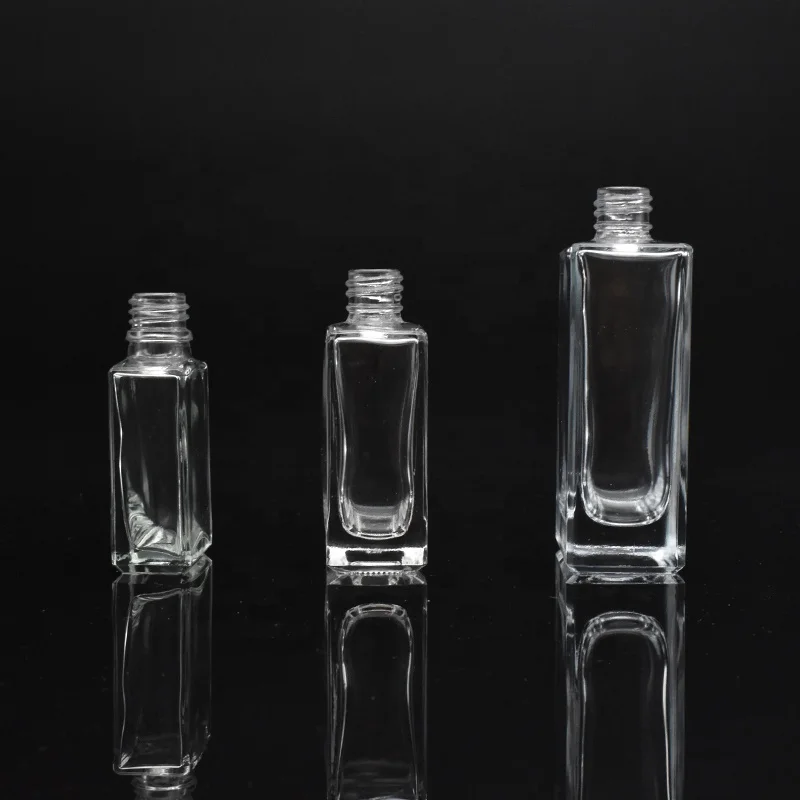 30ml 50ml 100ml clear rectangular cosmetic serum glass dropper bottle