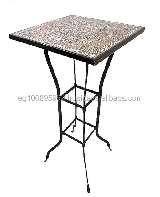B168 исламский арабский черный стальной стол с латунным цветным верхом