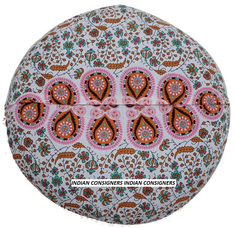 Cotton Floor Cushion Cover Round 100% Cotton Mandala Decorative Multiple Color Handmade Ethnic